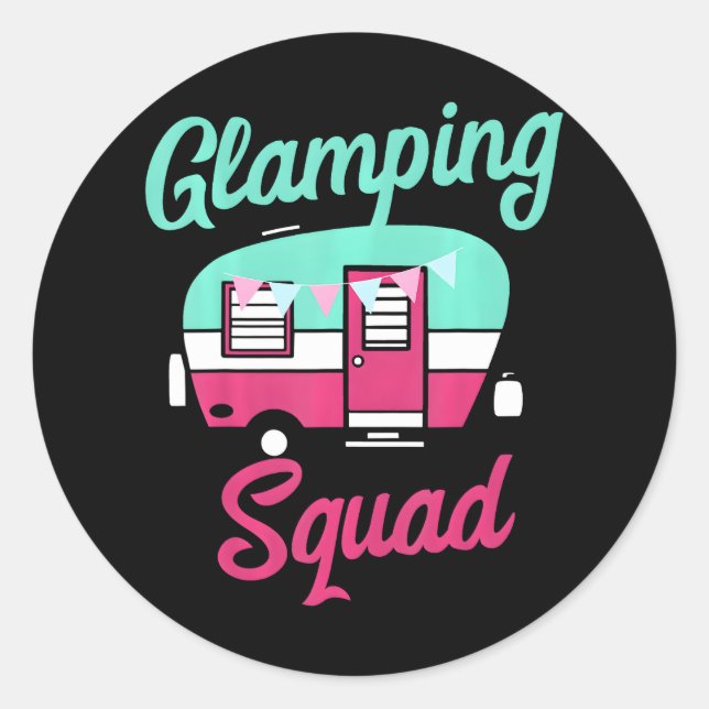 Glamping Squad Niedlich Popupcamper Glamping Runder Aufkleber (Vorderseite)