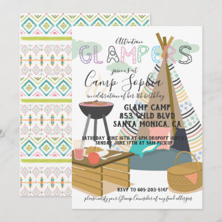 Glamping Themed Birthday Einladung