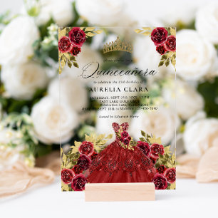 Glamrösliches Kleid Florale Wasserfarbe 15. Quince Acryleinladungen