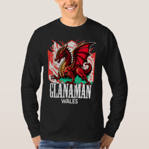 Glanaman Wales Walisische Flagge Y Ddraig Goch Dra T-Shirt