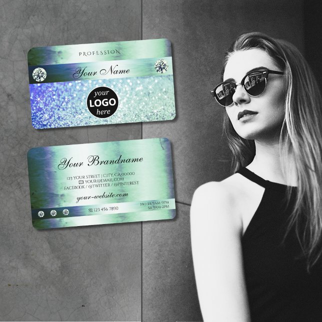 Glanz Aquamariner blauer Glitzer Sparkle Stars mit Visitenkarte (Von Creator hochgeladen)