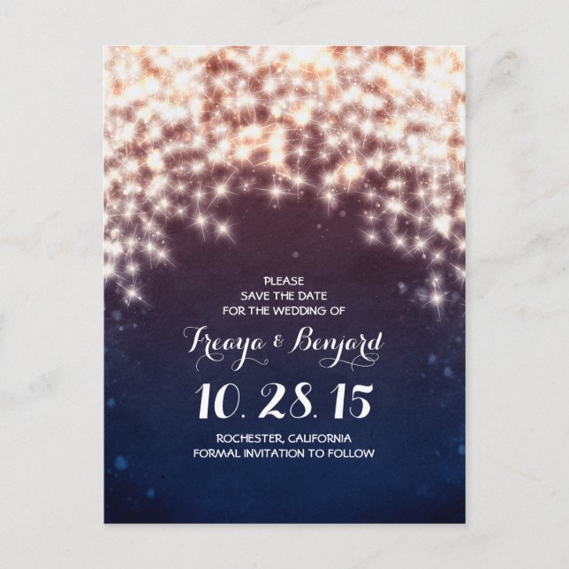 Glanz der Lichterketten Save-the-Date Postkarten (Vorderseite)