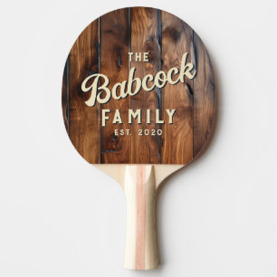 Glänzend gebeiztes dunkles Holz Retro Familienname Tischtennis Schläger