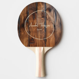 Glänzend gefärbtes dunkles Holz Name im gezeichnet Tischtennis Schläger