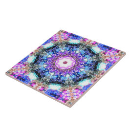 glänzend leuchtendes geometrisches Fraktal mandala Fliese