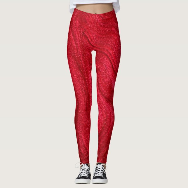 GLÄNZEND ROT LEGGINGS (Vorderseite)