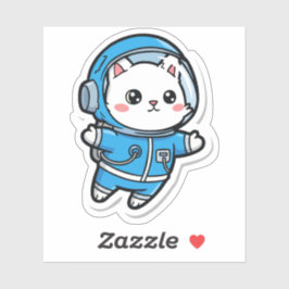 Glänzend Transparent - Süße Astronaut Katzen 3x3 Aufkleber