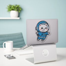 Glänzend Transparent - Süße Astronaut Katzen 8x8 Aufkleber