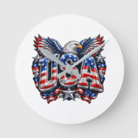 Glänzende 3D-Puffy-USA-Athletic-Adler-Wanduhr