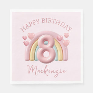 Glänzende 3D-Regenbogen-8.-Geburtstagsfeier für Mä Serviette