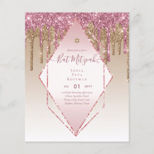 Glänzende BAT MITZVAH Einladungen Glitter Funkeln  Flyer