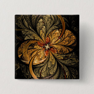 Glänzende Blätter-Fraktal-Kunst Button