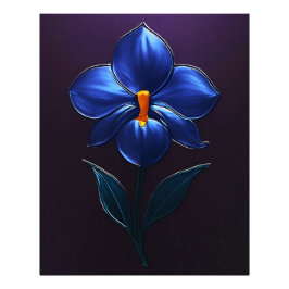 Glänzende Blaue Orchidee – Botanische Kunst Fotodruck