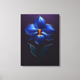 Glänzende Blaue Orchidee – Botanische Kunst Leinwanddruck