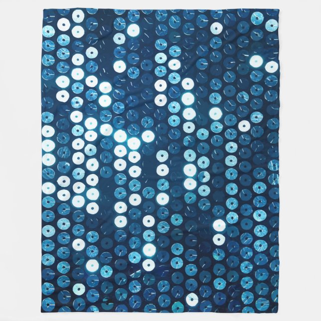glänzende blaue Pailletten Fleecedecke (Vorderseite)