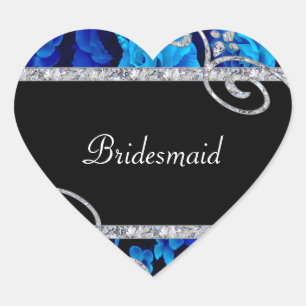 Glänzende blaue Rosen u. Wedding Diamant-Wirbel Herz-Aufkleber