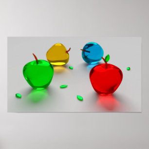 Glänzende bunte Glasfrucht-Äpfel Poster
