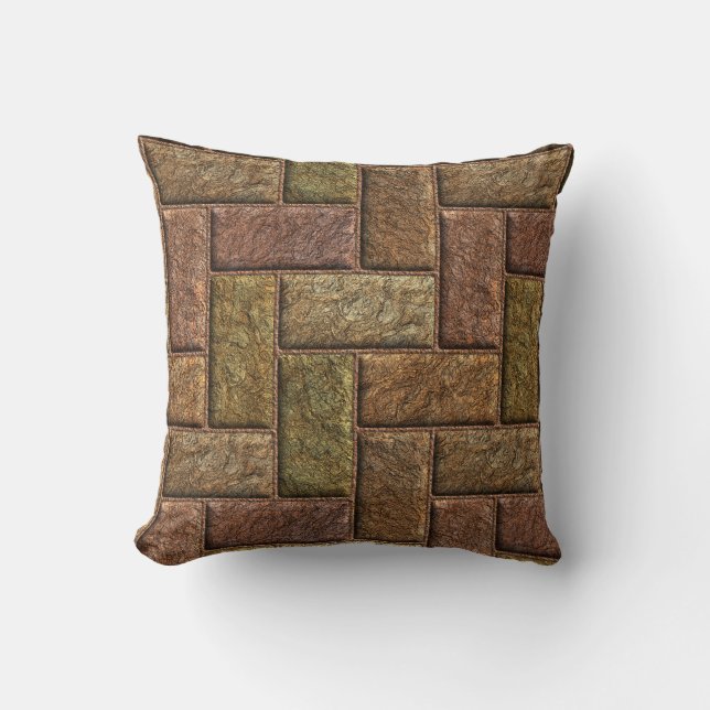 Glänzende digitale Ziegelsteinmusterbronze und Kissen (Vorderseite)