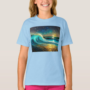 Glänzende divergente Ozeanwellen T-Shirt