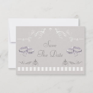 Glänzende Eheringe & Herzen - Rettet den Tag Save The Date