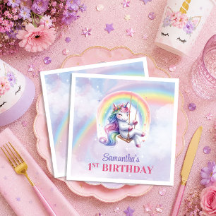 Glänzende Einhorn Pastellfarben Mädchen Party Serv Serviette
