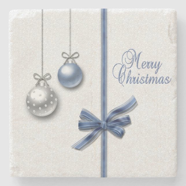 Glänzende elegante Weihnachtsbälle Steinuntersetzer (Vorderseite)