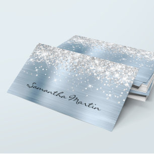 Glänzende falsche Silber-Glitter hellblaue Folie Visitenkarte