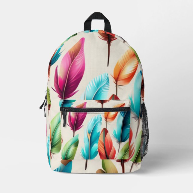 Glänzende Federn Bedruckter Rucksack (Vorderseite)
