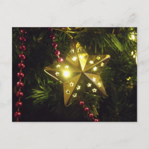 Glänzende Feiertags-Stern-Weihnachtslichter Feiertagspostkarte