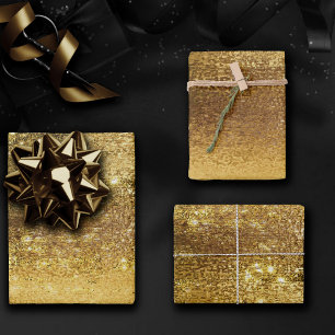 Glänzende Folie   Golden Bronze Kupfer Faux Glanz Geschenkpapier Set