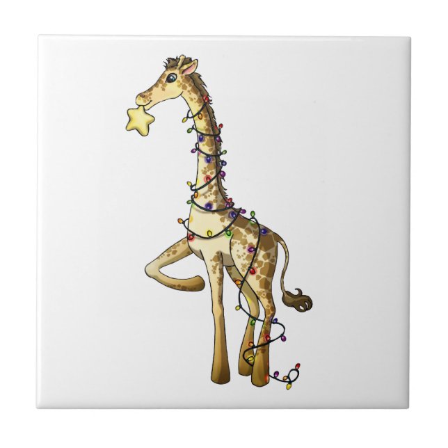 Glänzende Giraffe Fliese (Vorderseite)