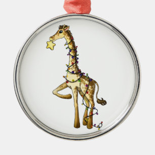 Glänzende Giraffe Silbernes Ornament