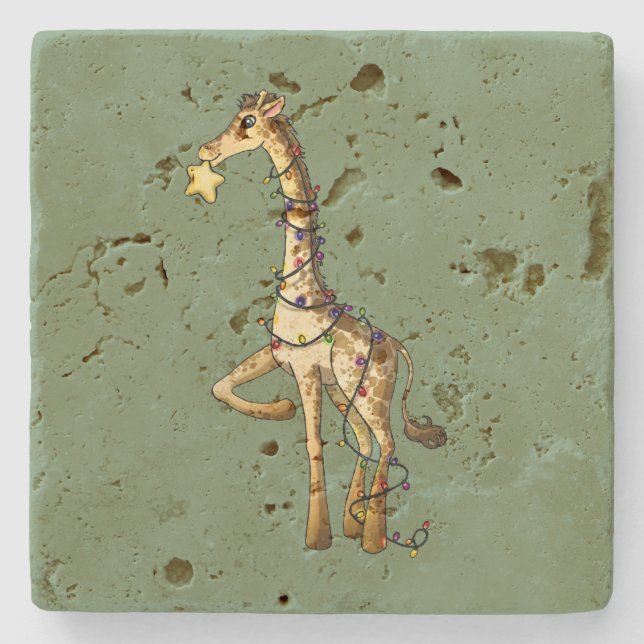 Glänzende Giraffe Steinuntersetzer (Vorderseite)