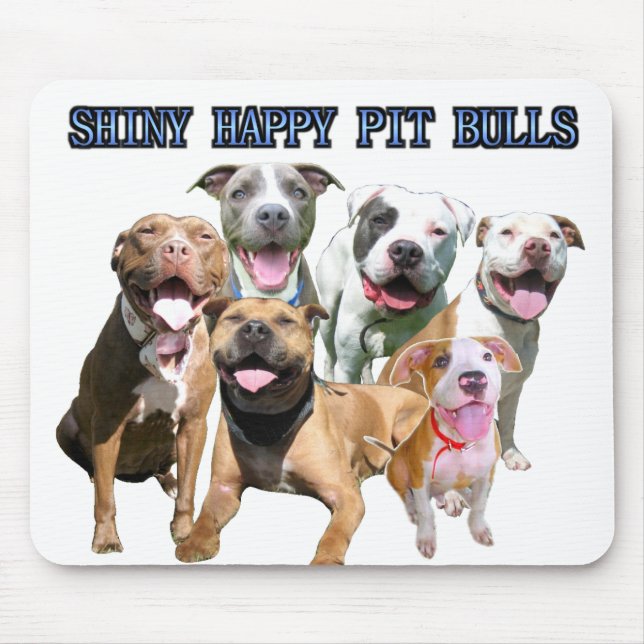 Glänzende glückliche Pitbullen Mousepad (Vorne)