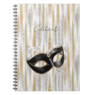 Glänzende Gold Silber Feiermaske Notizblock
