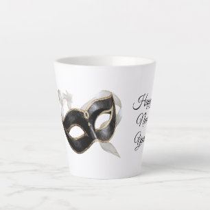 Glänzende Gold Silber Neujahr Schwarze Maske Milchtasse
