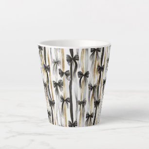 Glänzende Gold Silber Schwarze Bänder Schleifen Milchtasse