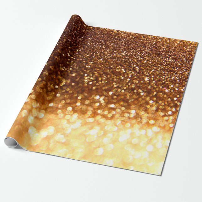 Glänzende goldene Lichter Geschenkpapier (Ungerollt)