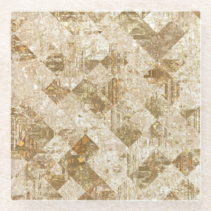 Glänzende goldene Mosaikpracht Glasuntersetzer