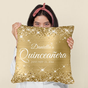 Glänzende Goldfolie 15 Quinceañera Kissen