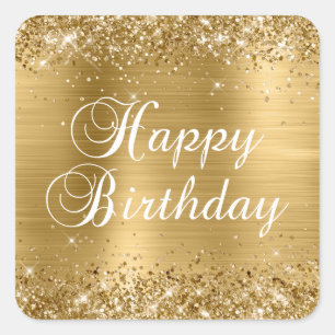 Glänzende Goldfolie Alles Gute zum Geburtstag Quadratischer Aufkleber
