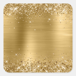 Glänzende Goldfolie Blanko Quadratischer Aufkleber