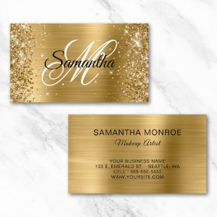 Glänzende Goldfolie Fancy Monogramm Make-up Visitenkarte