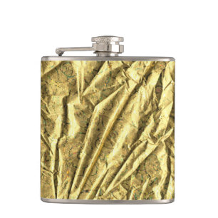 Glänzende Goldfolie Flachmann