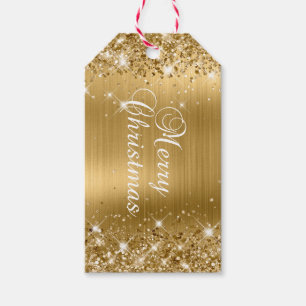 Glänzende Goldfolie Frohe Weihnachten Geschenkanhänger