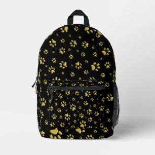 Glänzende Goldpfoten schwarzes Hintergrunddruckmus Bedruckter Rucksack