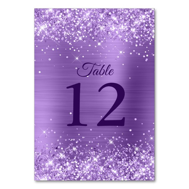 Glänzende helllila Folien-Hochzeit Tischnummer (Vorderseite)