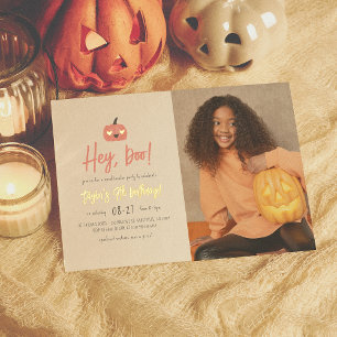 Glänzende Hey Boo moderne Halloween Boho Geburtsta Folieneinladung