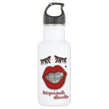 Glänzende Klammern, rote Lippen, Mole und starke