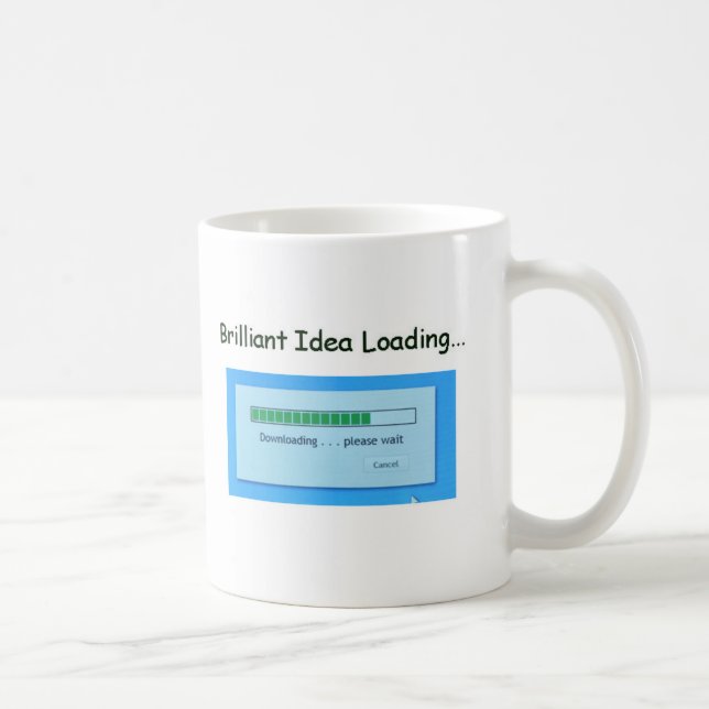 Glänzende ladende Idee. Kaffeetasse (Rechts)